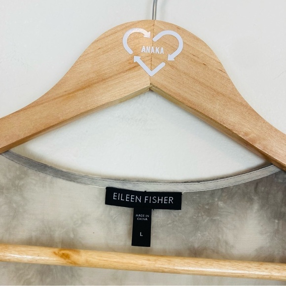 Eileen Fisher silk cotton blend sleeveless tunic in gray  white tie dye. Large - Picture 3 of 6